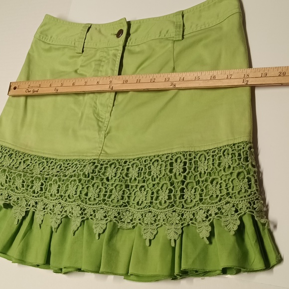 Metro style skirt| green scallop short/skirt ruffle layer embroidery Hem skirt 8 - Picture 4 of 10
